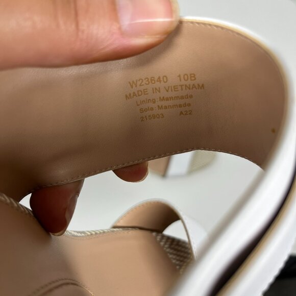 NWOT Cole Haan White Leather and Gold Detail Block Heel Strappy Sandal Sz. 10 - Picture 5 of 7